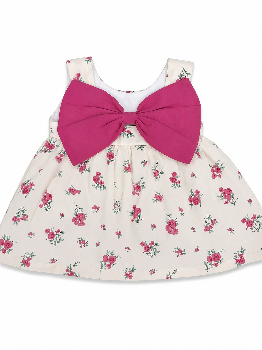 Baby Girl Floral Print Sleeveless Dress with Matching Sun Hat – 2-Piece Set