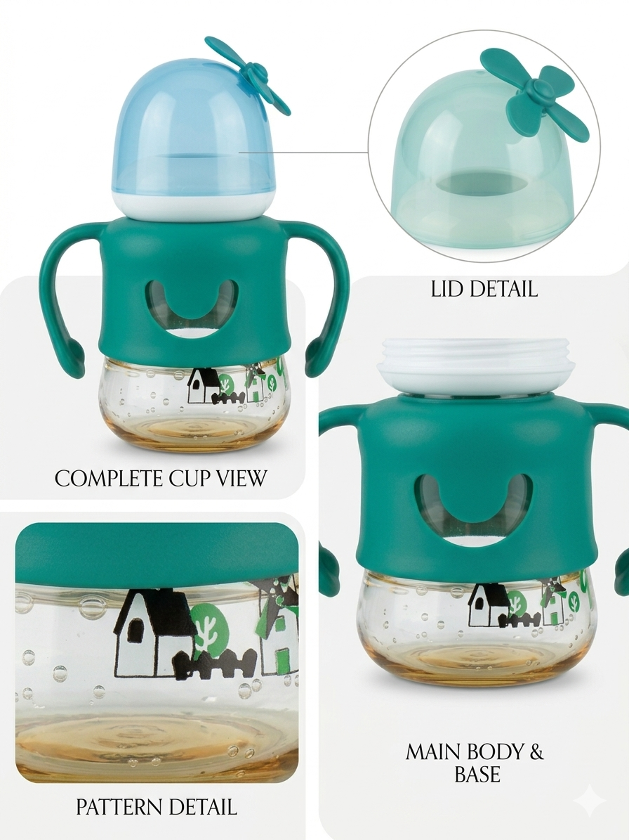 Baby Sippy Cup with Dual Handles and Windmill Propeller Lid – Leak-Proof Training Bottle