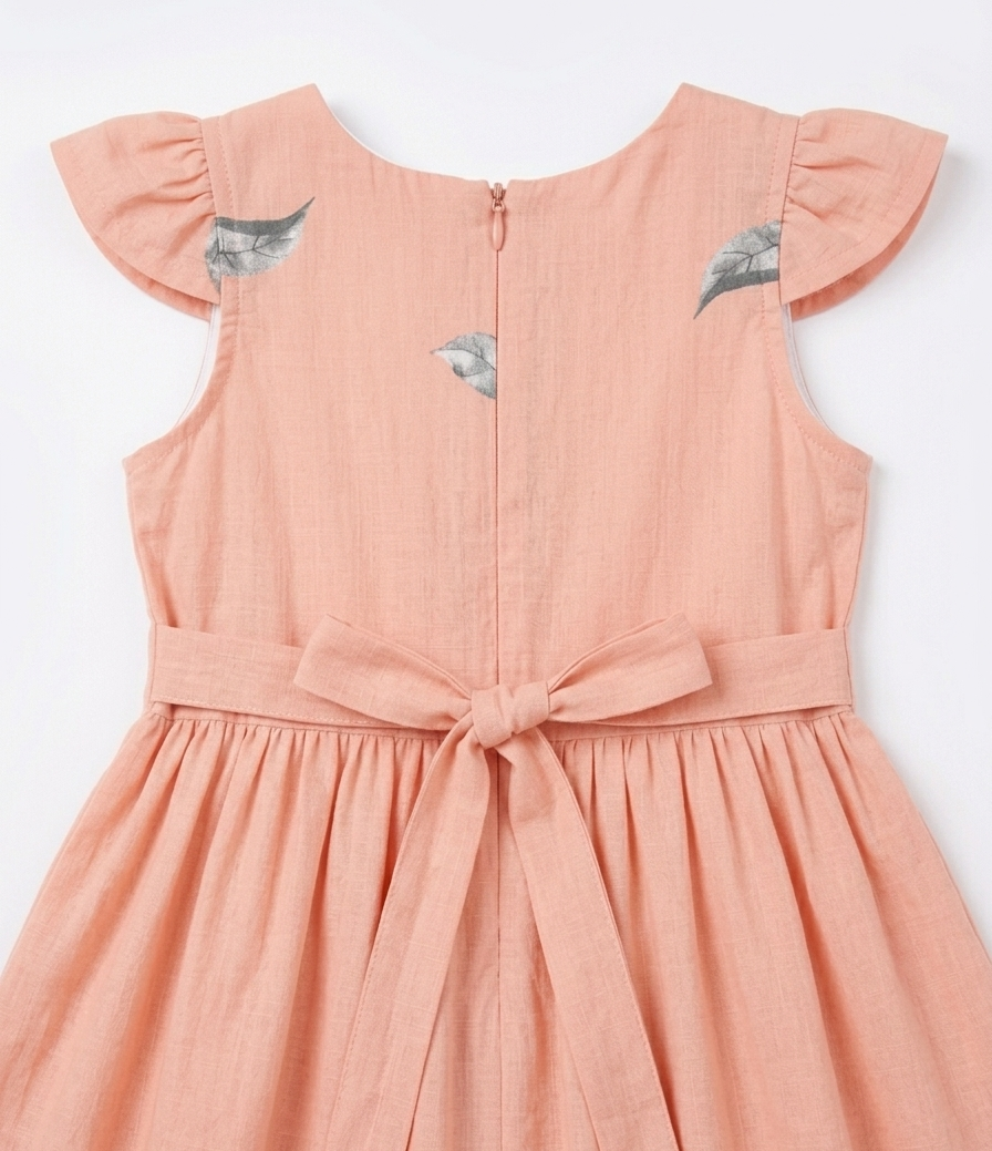Peach Blossom Elegance – Cotton Floral Frock for Baby Girls