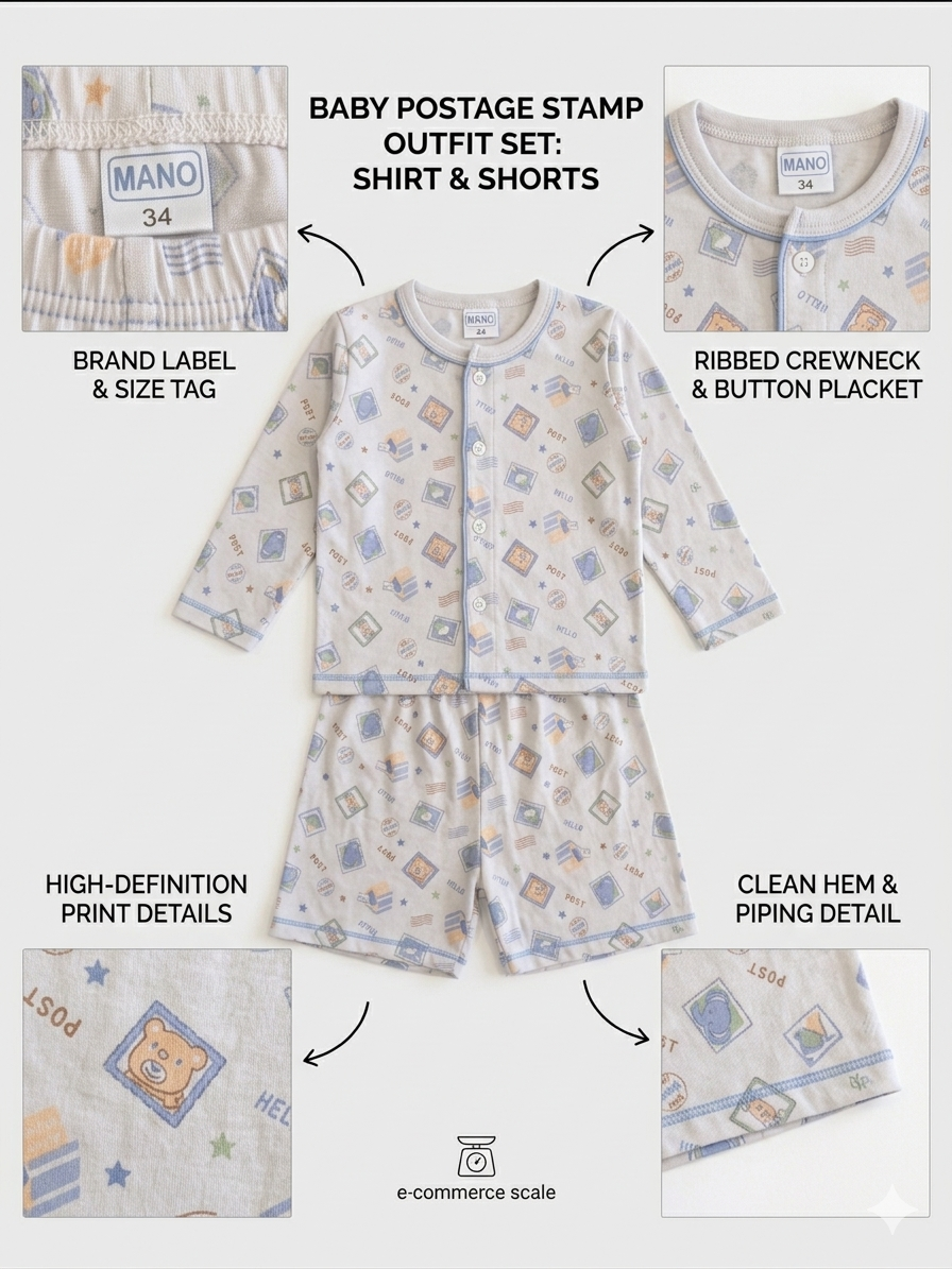 Baby Cotton Printed Co-Ord Set – Long Sleeve Top & Pants (Unisex)