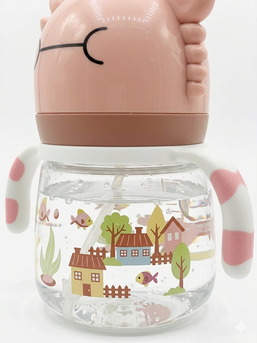 Minitree Crab-Themed Baby Sippy Cup – Leak-Proof Toddler Training Bottle with Dual Handles & Straw