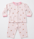Baby Girl Pink Striped Teddy Bear Pajama Set - Long Sleeve Cotton Nightwear
