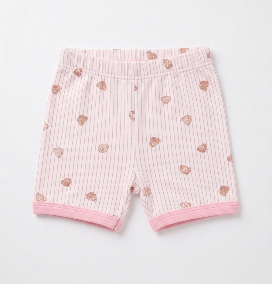 Baby Girl Pink Striped Teddy Bear Pajama Set - Long Sleeve Cotton Nightwear