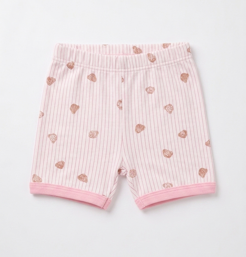 Baby Girl Pink Striped Teddy Bear Pajama Set - Long Sleeve Cotton Nightwear