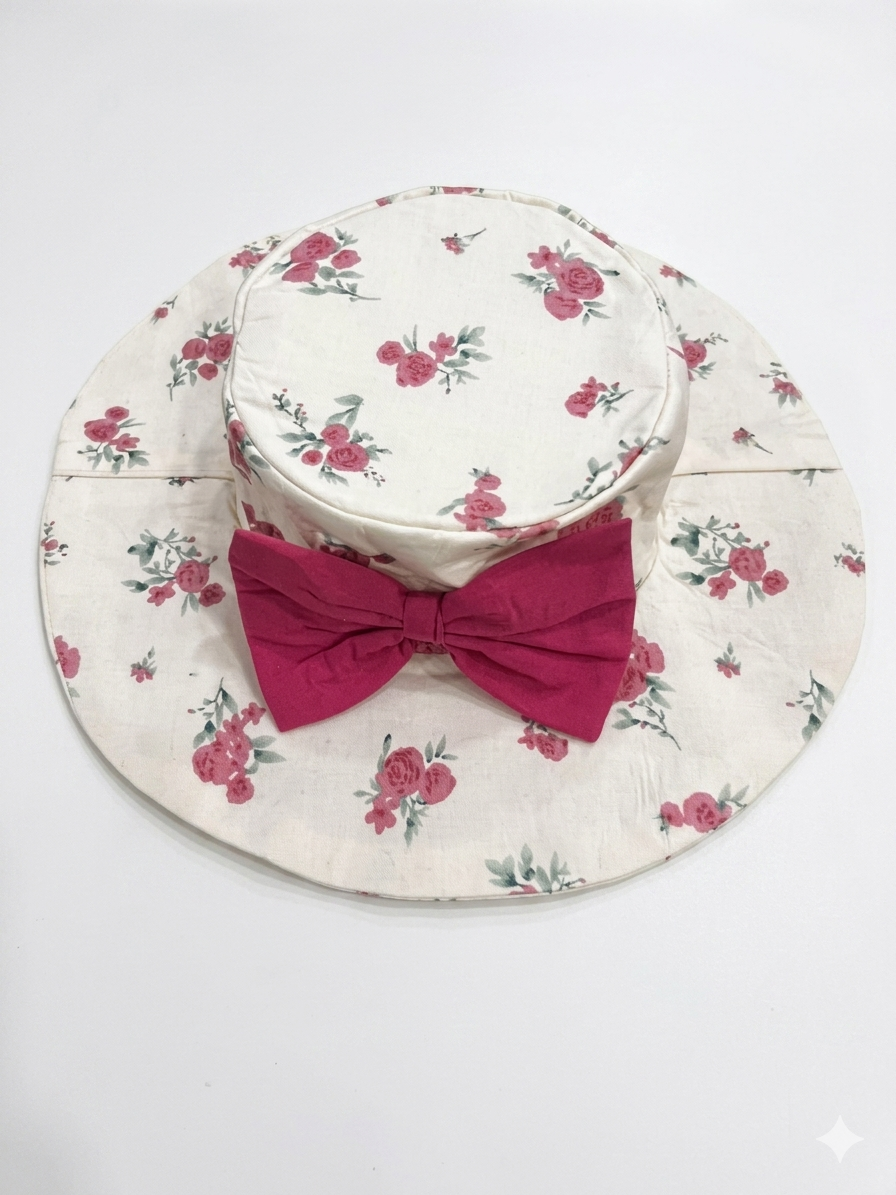Baby Girl Floral Print Sleeveless Dress with Matching Sun Hat – 2-Piece Set