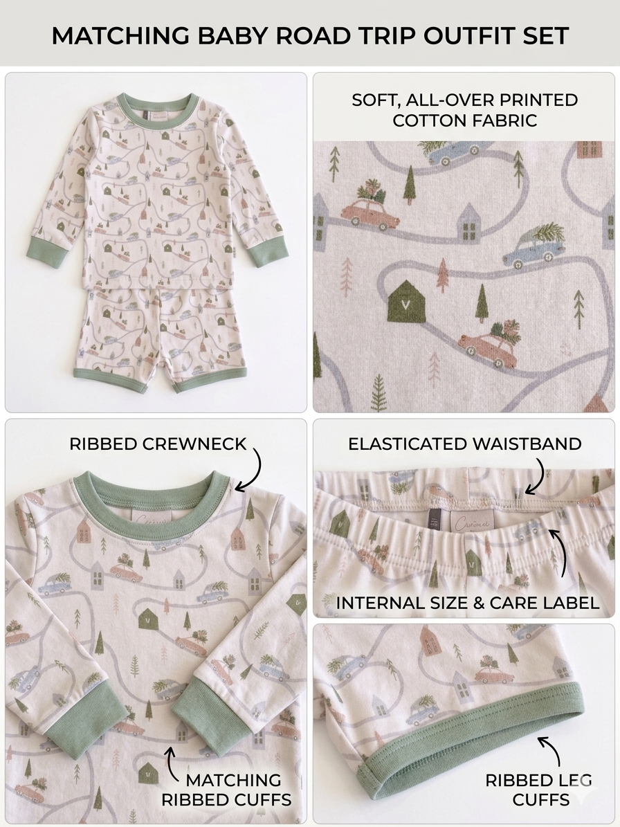 Baby Road Trip Print Cotton Pajama Set – 2-Piece Long Sleeve Sleepwear