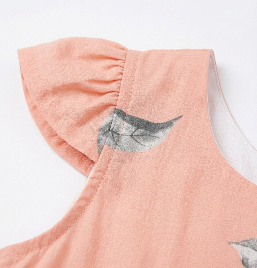 Peach Blossom Elegance – Cotton Floral Frock for Baby Girls