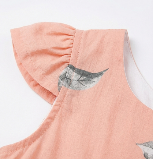 Peach Blossom Elegance – Cotton Floral Frock for Baby Girls
