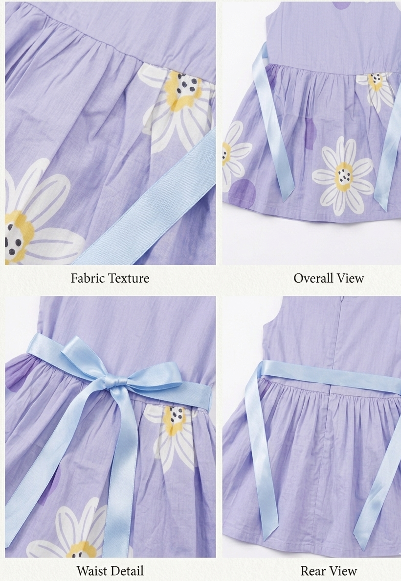 Sky Blue Floral Joy – Cotton Summer Frock for Baby Girls