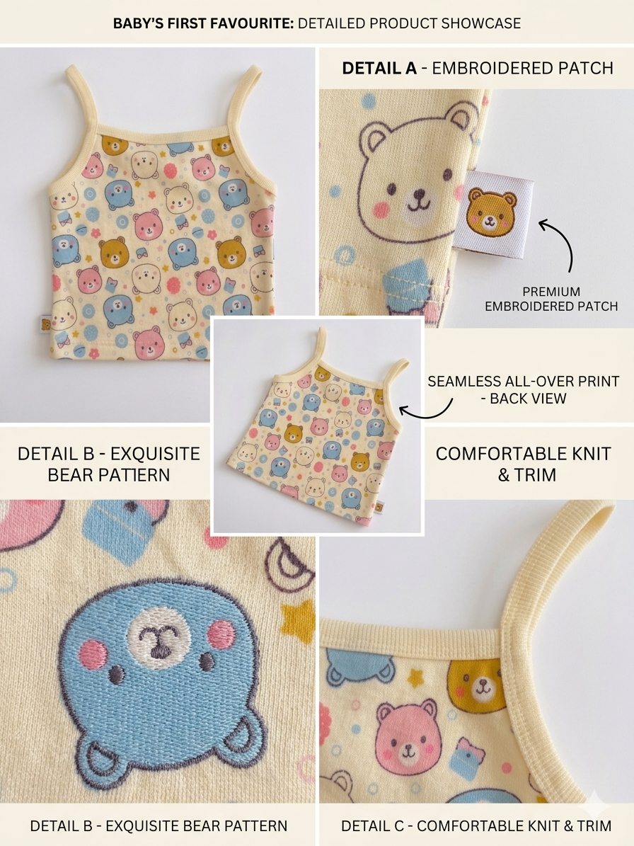 Baby Bear Print Sleeveless Top & Shorts Set – Cute Summer Outfit 🧸✨