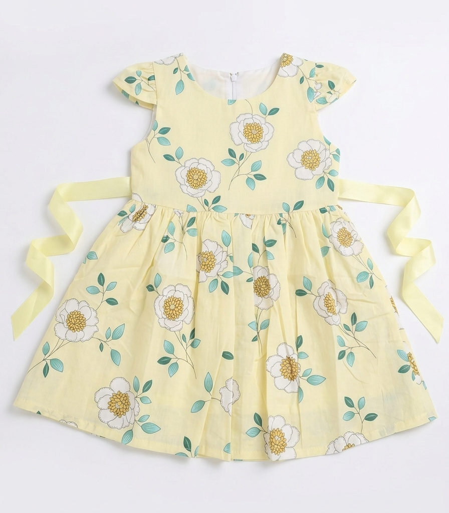Sunny Daisy Delight – Premium Cotton Frock for Baby Girls