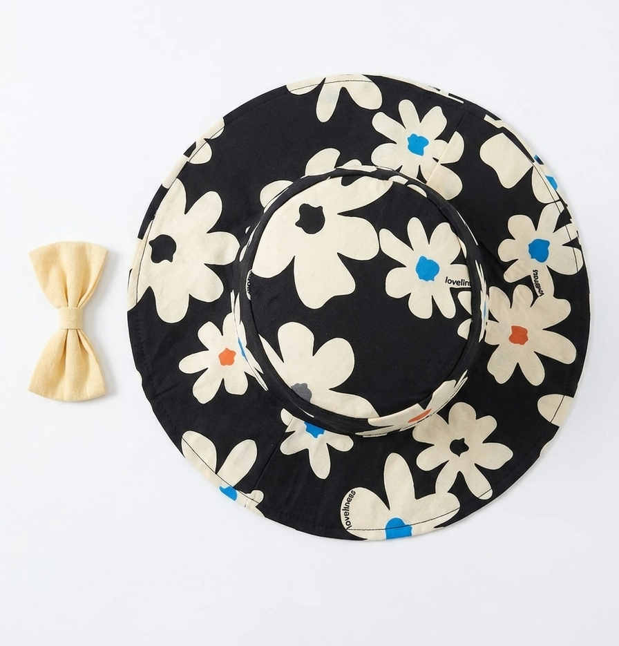 Baby Girl Floral Print Sleeveless Dress with Matching Sun Hat – 2-Piece Set