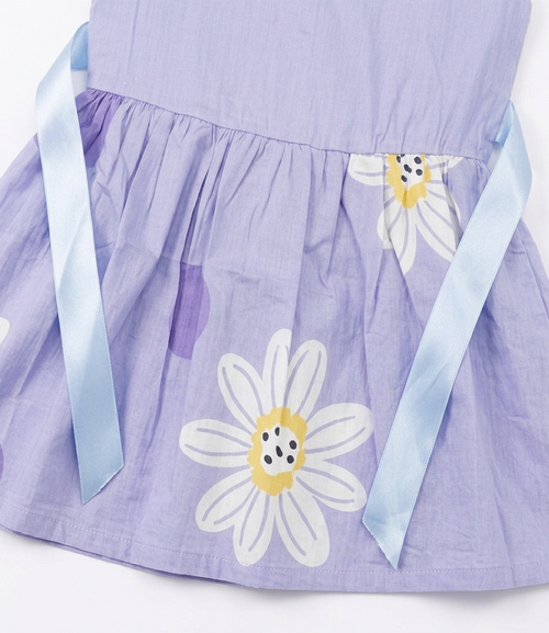 Sky Blue Floral Joy – Cotton Summer Frock for Baby Girls
