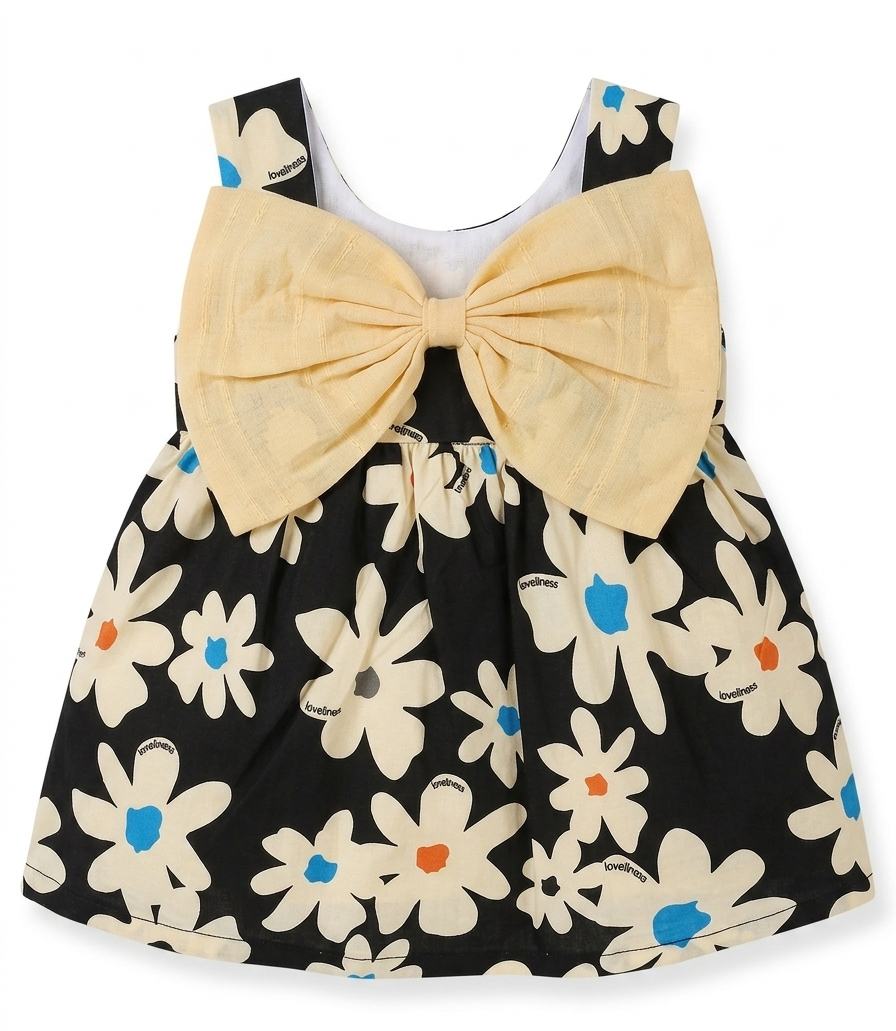 Baby Girl Floral Print Sleeveless Dress with Matching Sun Hat – 2-Piece Set