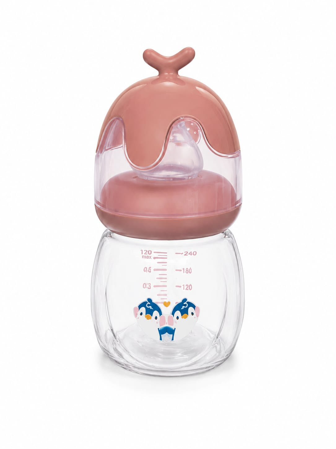 TinyWorld Anti-Colic Silicone Nipple Baby Milk Bottle | Ergonomic Easy-Grip Feeding Bottle (Dusty Pink)