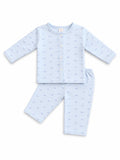 Baby Blue Fish Print Cotton Pajama Set – 2-Piece Long Sleeve Sleepwear