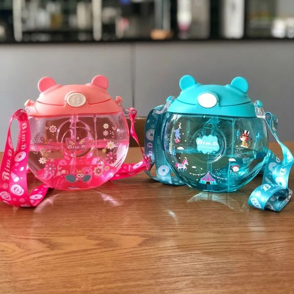 Cute Bear-Eared Spherical Kids Water Bottle with Strap – 250ml