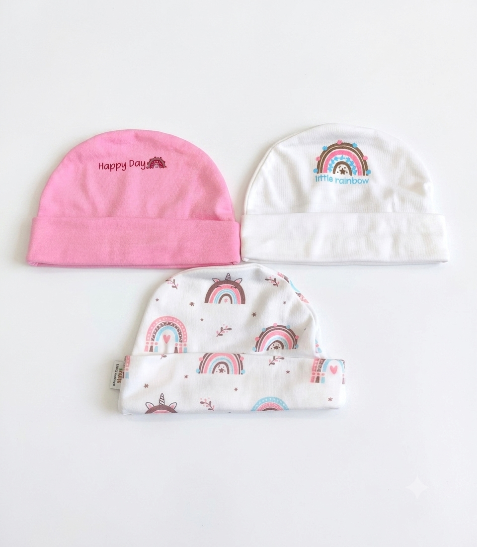 Set of three baby beanie hats