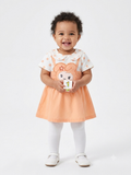 Cheerful Orange Character Pinafore Dress