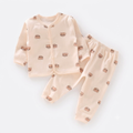 Soft Cream Teddy Bear Two-Piece Pajama Set