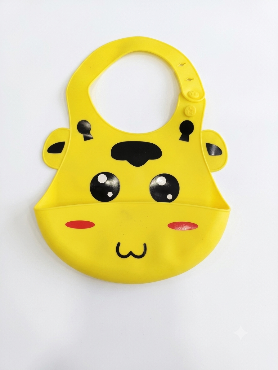 Happy Giraffe Silicone Baby Bib – Bright Yellow