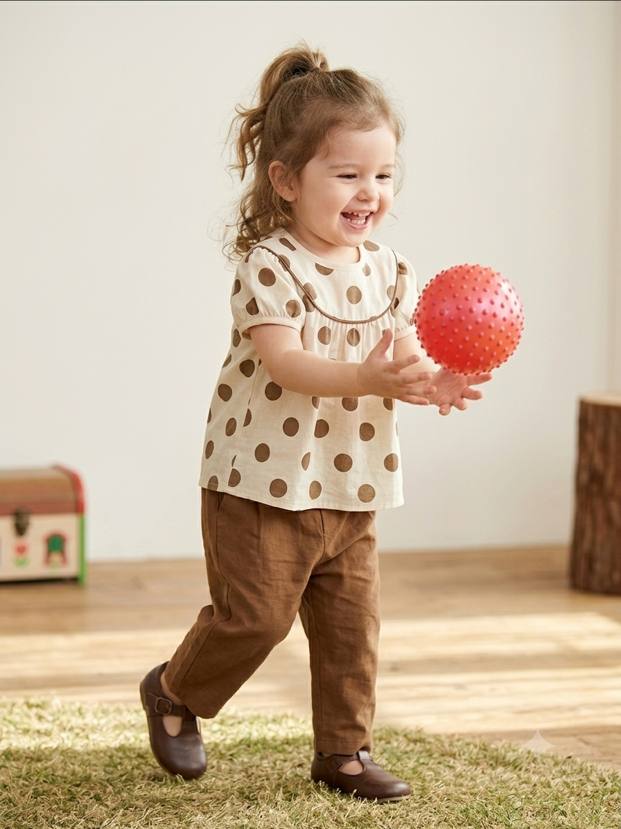 Toddler Girls' Polka Dot Puff-Sleeve Top and Bloomers Set