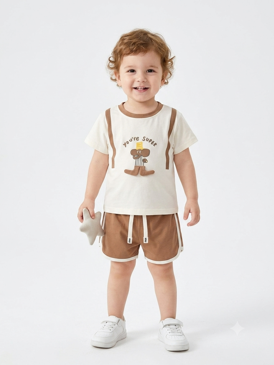 Toddler Boys' Graphic Tee and Contrast Trim Shorts Set