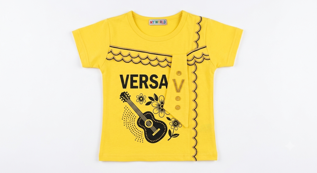 Little Musician Scalloped Border Graphic T-Shirt