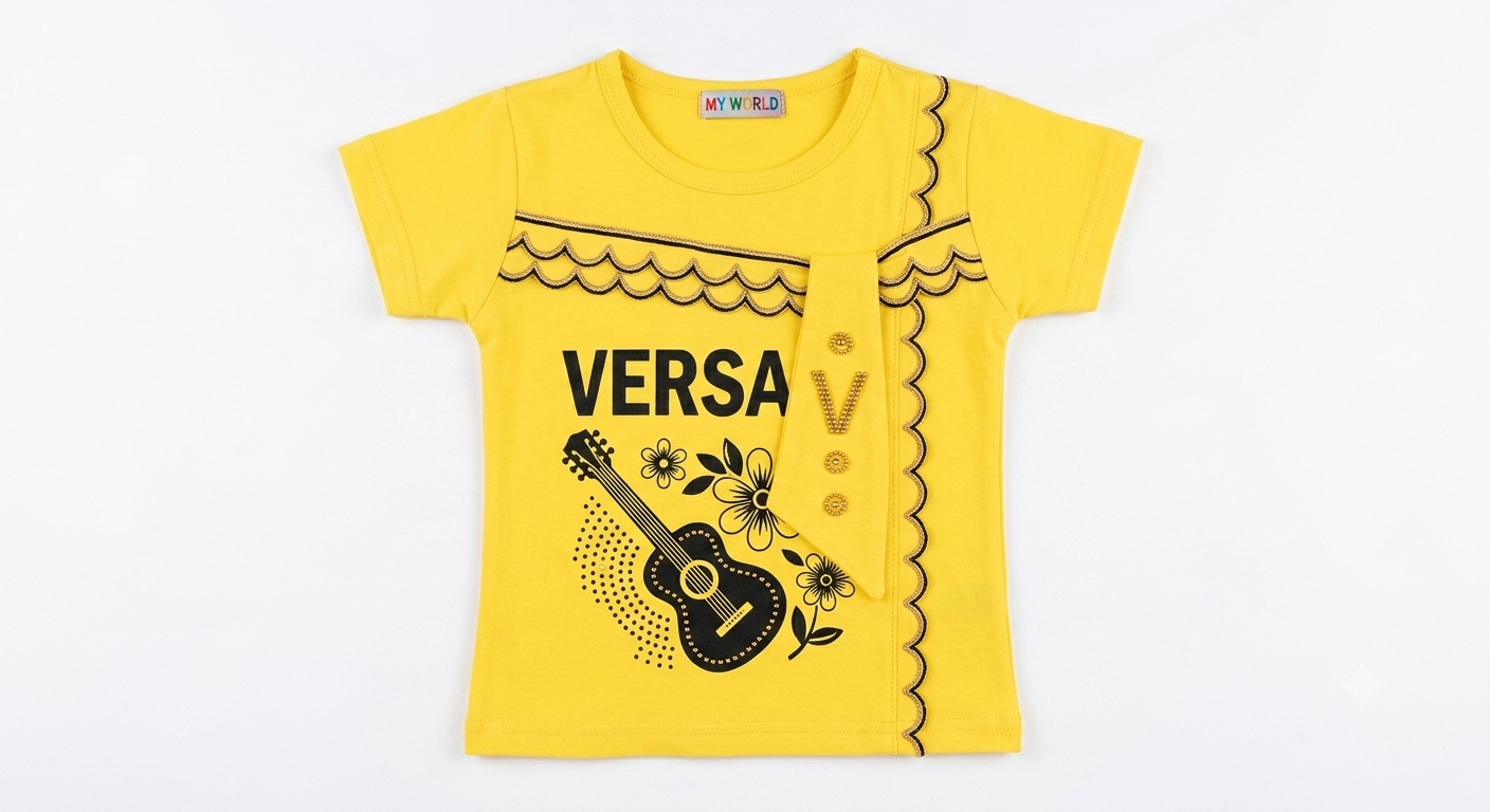 Little Musician Scalloped Border Graphic T-Shirt