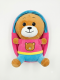 Cheerful Rainbow Bear Plush Backpack – Pink