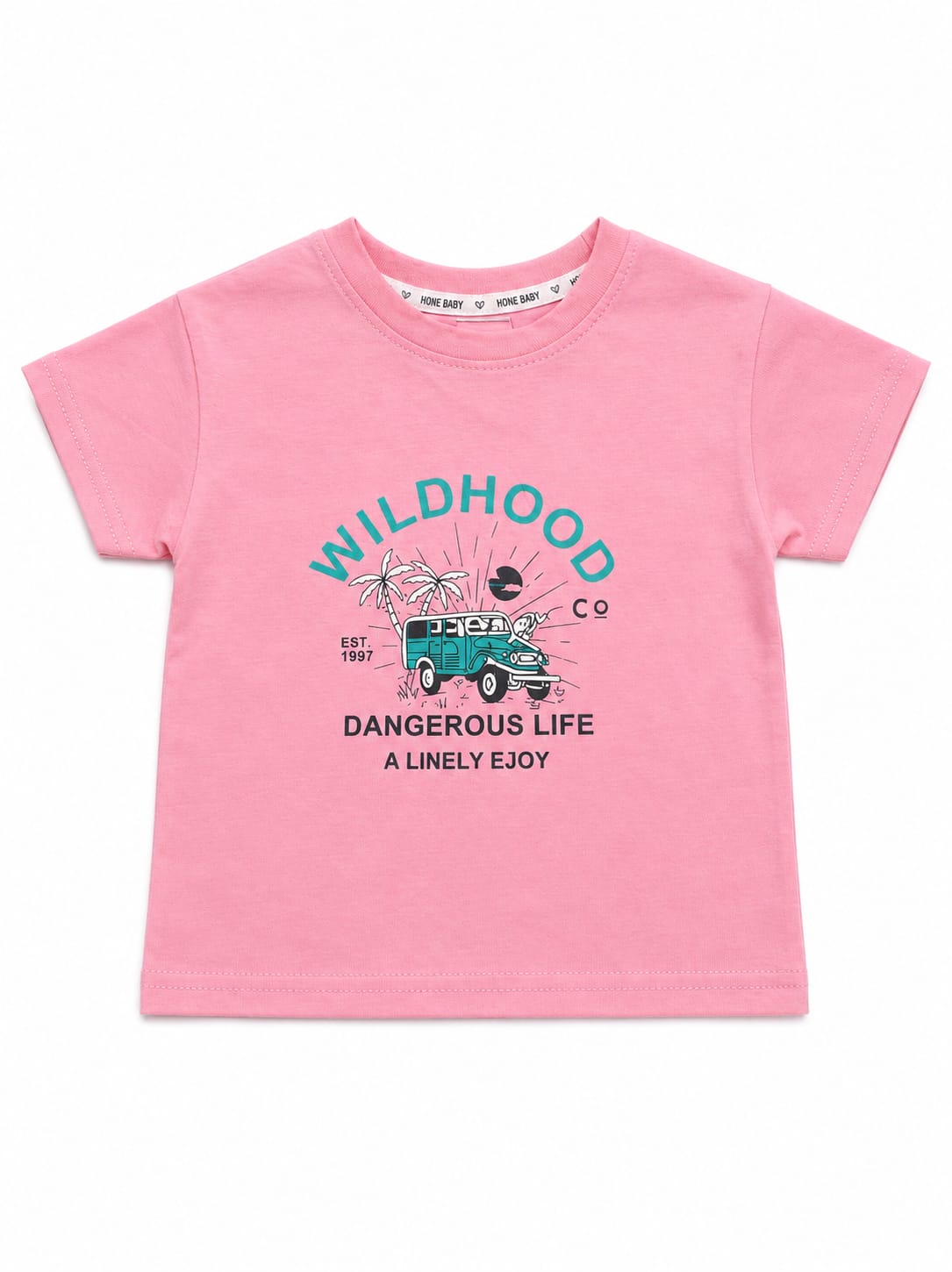 Kids Pink Graphic Printed T-Shirt