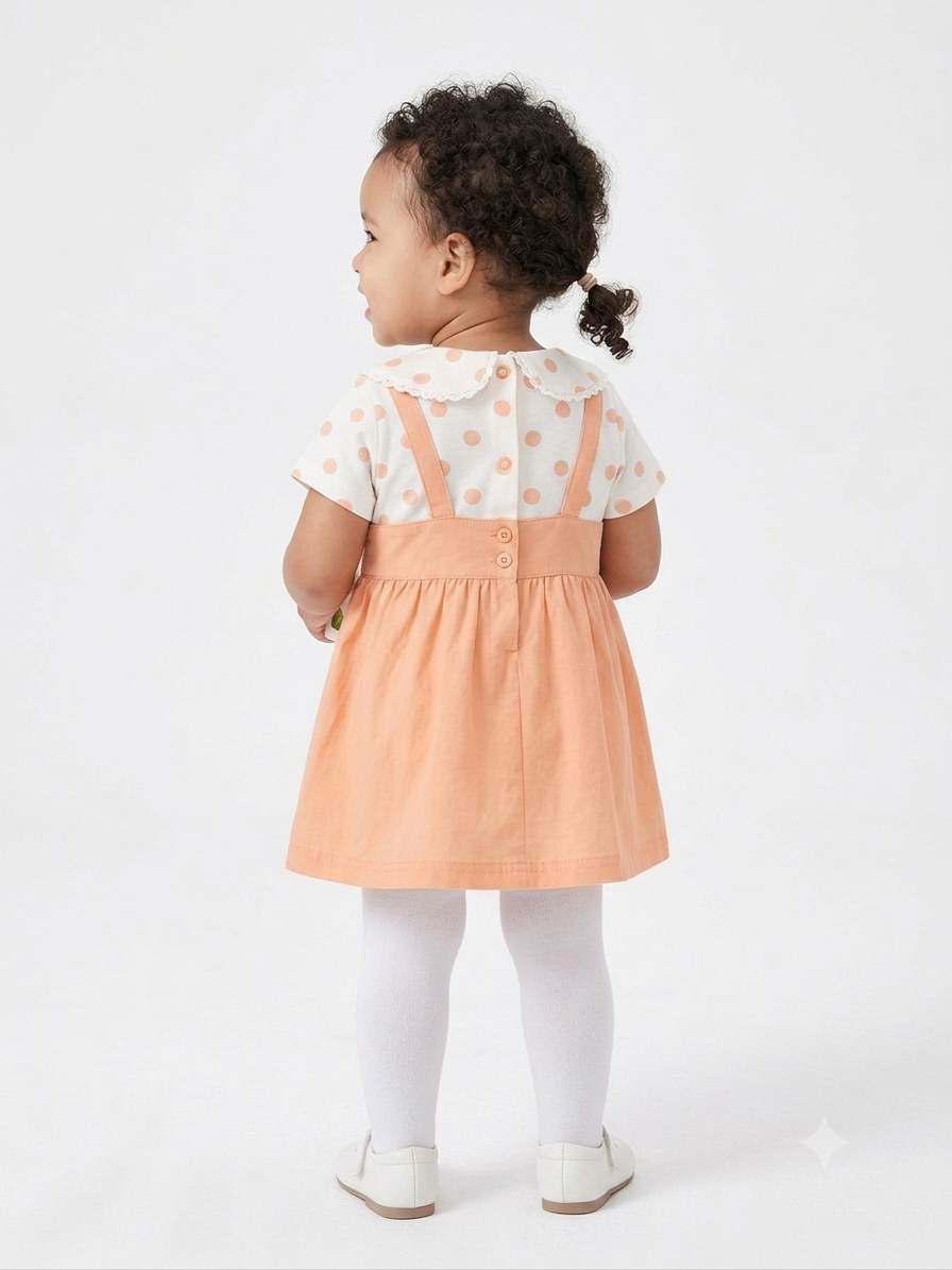 Cheerful Orange Character Pinafore Dress