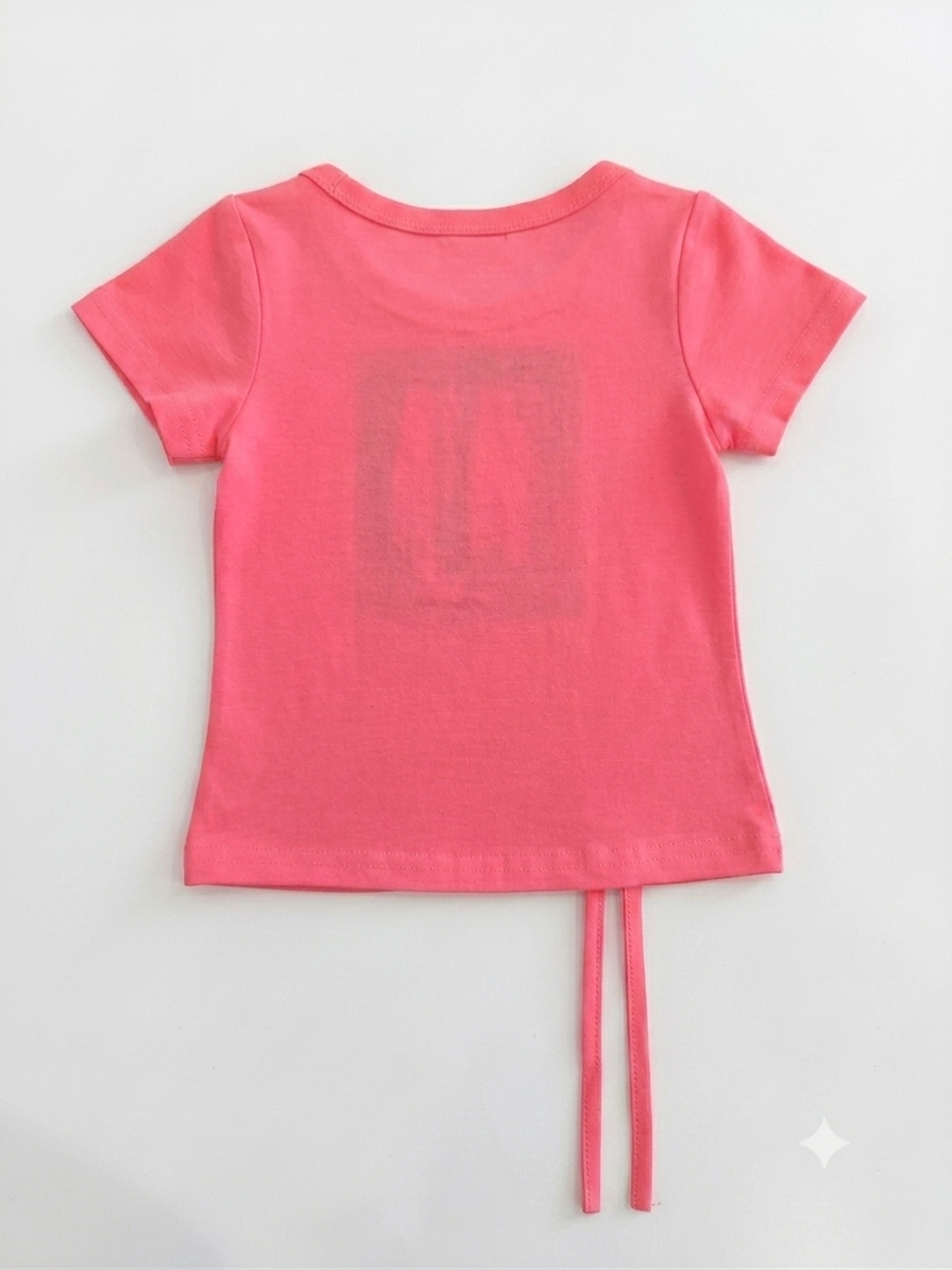 Girls' Pink Polka Dot Heart-Embellished T-Shirt.