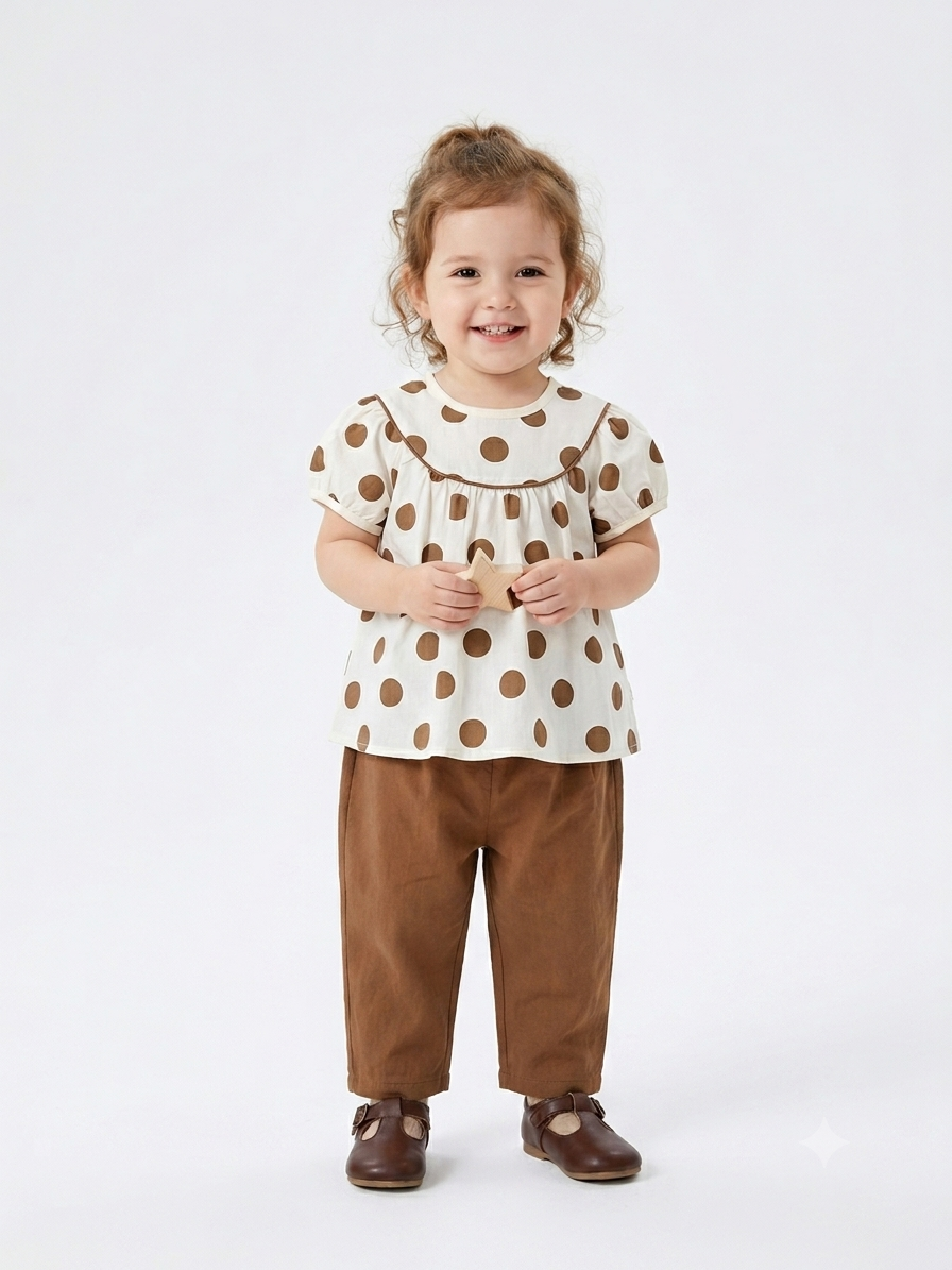 Toddler Girls' Polka Dot Puff-Sleeve Top and Bloomers Set