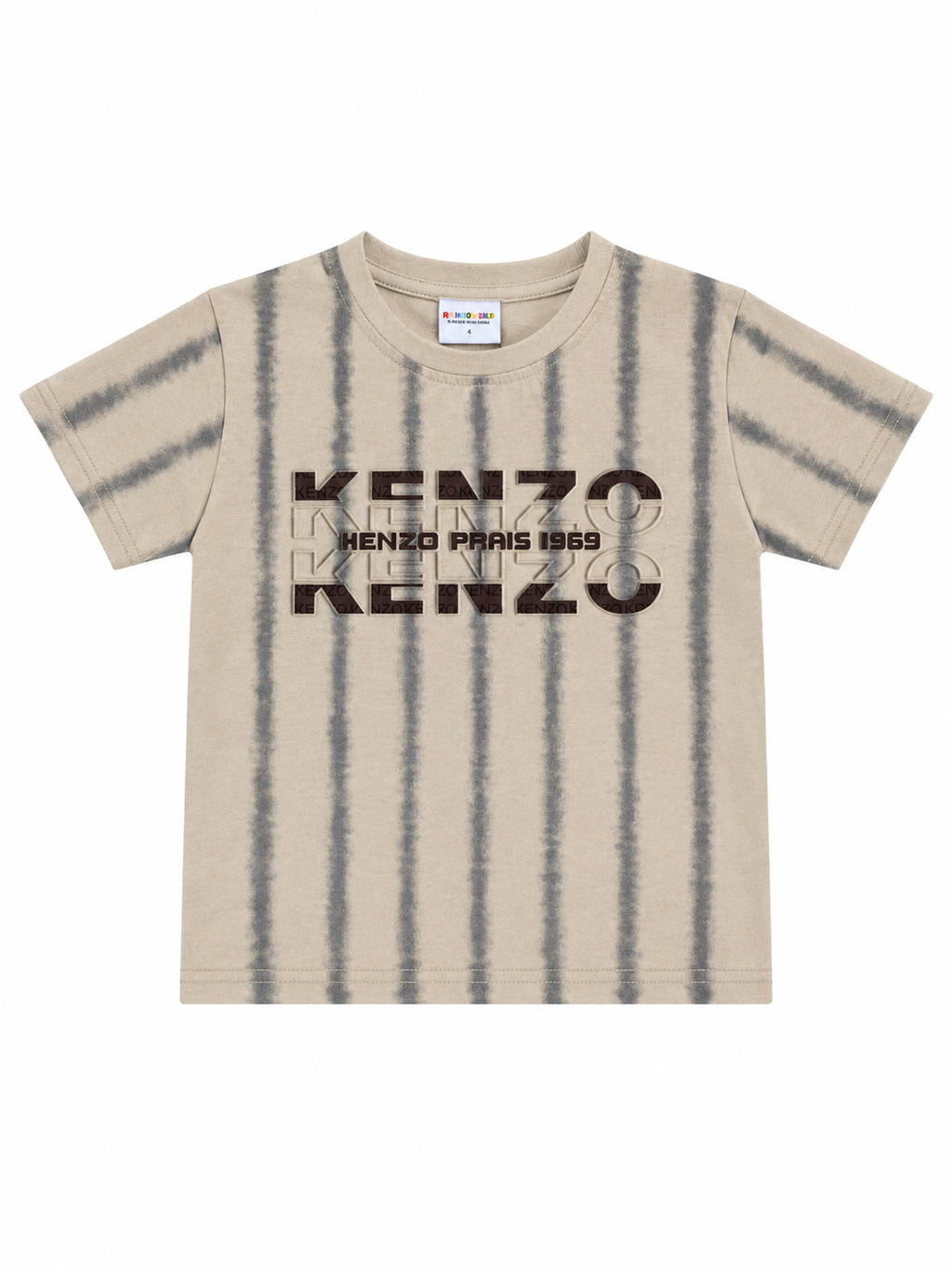 Boys' Beige Striped "Kenzo Paris 1969" Graphic T-Shirt
