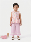 Toddler Girls' Floral Ruffle-Trim Peplum Top and Lace-Detail Pants Set