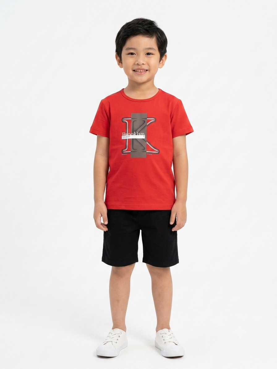 Boys' Red "Brooklyn" Graphic Crew-Neck T-Shirt
