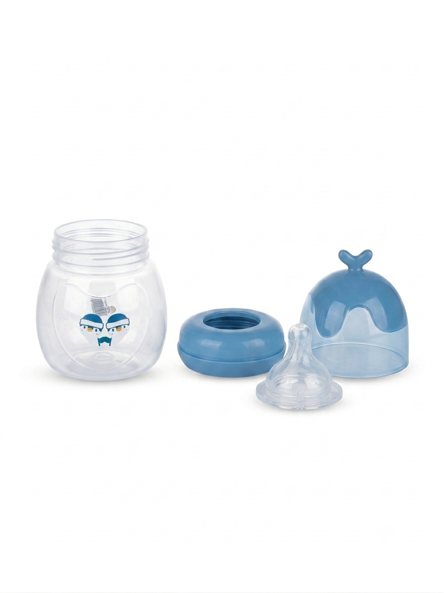 Whimsical Penguin-Themed Baby Feeding Bottle – Blue