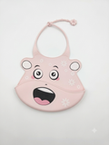Cheerful Floral Character Silicone Baby Bib – Pastel Pink